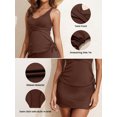 thumbnail image 3 of DOKOTOO Womens Swimsuits Ruched Tie Side Tankini Swimsuits for Women Ribbed Tummy Control Tankini Bathing Suit with Skirt Swimwear Coffee 2XL US18-20, 3 of 10