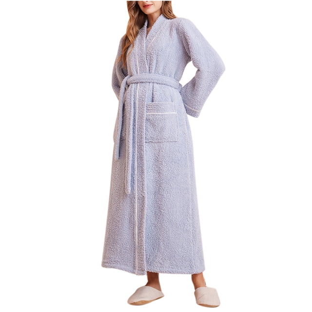 Timegard Womens Bathrobe Long Fleece Robe Loungewear Fall Winter Casual Loose Comfy Warm Nightgowns