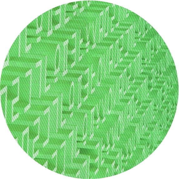 Ahgly Company Machine Washable Indoor Round Transitional Neon Green Area Rugs, 7' Round