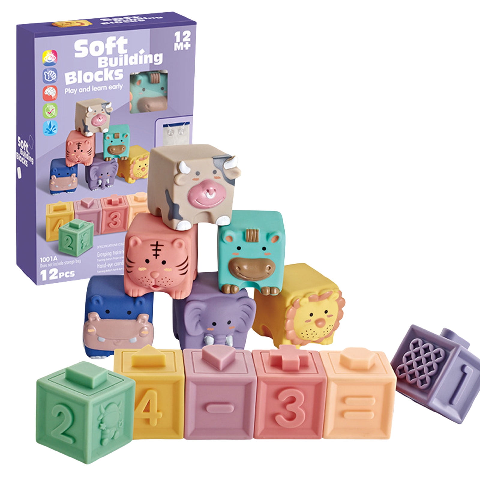 Soft Gel Building Blocks, Baby Educational Toy, Teething Safe Silicone Blocks, Early Childhood Learning, Boilable Hygienic Toy, Cartoon Blocks, Hands-On Development Toy