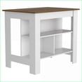 thumbnail image 4 of Kitchen Island with Three Shelves, Four Legs - White/Walnut | Modern | Particle Board, 4 of 11