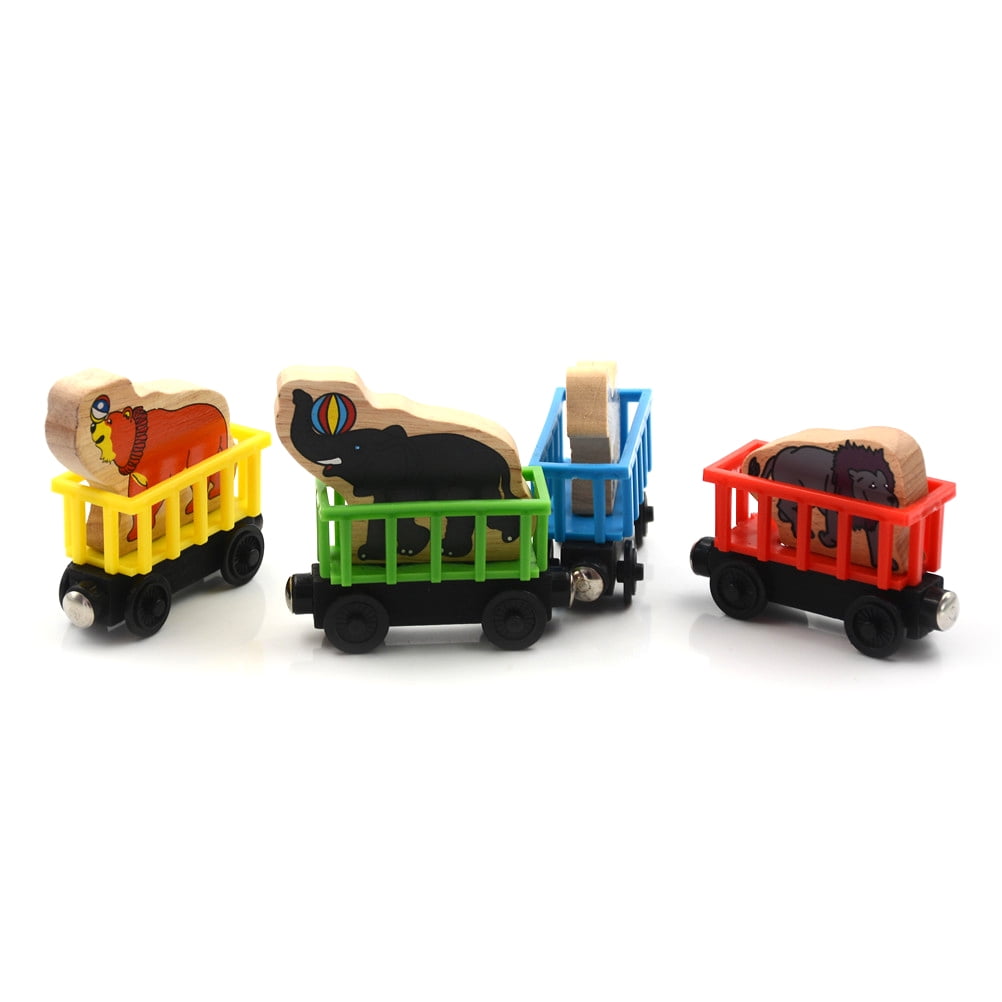 Baby Animals Wooden Trains Model Toy Magnetic Train Kids Education Toys Gifts AB 