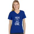thumbnail image 1 of Tstars Womens Birthday Gift for 1st Birthday Gift Mom of the Wild One 1 Year Old Brthday Gift Funny Humor 1st Birthday Gift V Neck Fitted Women Graphic T Shirt, 1 of 5