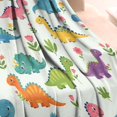 thumbnail image 3 of Colorful Dinosaurs Holding Flowers Blanket,Comfortable Soft Lamb Wool Throw Blanket,All Season,Warm Lightweight Blankets for Sofa Bed Couch Living Room Chair,30"x40", 3 of 4