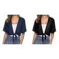 thumbnail image 1 of (2-Pack) Kcodviy Women Tie Front Chiffon Cardigan Short Sleeve Cropped Sheer Chiffon Cardigan Bolero Cardigan Plus Size Cropped Cardigan Sweaters for Women Extra Long Sweater, 1 of 5