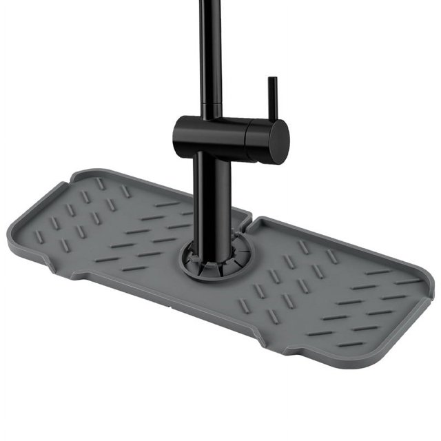 Bandeja colectora de goteo con mango de grifo de silicona, tapete protector contra salpicaduras para grifo de fregadero de cocina de silicona, tapete para grifo para base de grifo, tapete colector de goteo para isla de cocina, baño, paquete de 2 JM