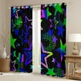 thumbnail image 2 of Feelyou Purple Stars Black Out Curtains, Neon Gradient Love Heart Curtains Pack of 2 (42x63 Each), Teens Kids Boys Girls Bedroom Curtains, Black Out Curtains Decor, 2 of 6