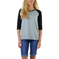 thumbnail image 7 of ToBeInStyle Women's Classic Cotton Baseball T-Shirts - Light Grey/Black - Large, 7 of 7