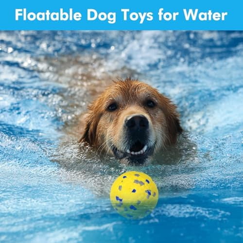 2 Pack Dog Balls Interactive Dog Tennis Balls Indestructible Dog Teething Chew Toys for Aggressive Chewers Dog Toy Fetch Balls for Small Medium Dog E-TPU Material Lightweight Bouncy Floating