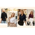 thumbnail image 5 of MOYIKO Womens Button Down Shirts 3/4 Sleeve Basic Business Dress Shirts Collared Work Office Fitted Blouses Tops, 5 of 7