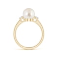 thumbnail image 2 of Angara South Sea Cultured Pearl Three Stone Ring with Diamonds in 14K Yellow Gold for Women | June Birthstone Jewelry for Her, 2 of 8