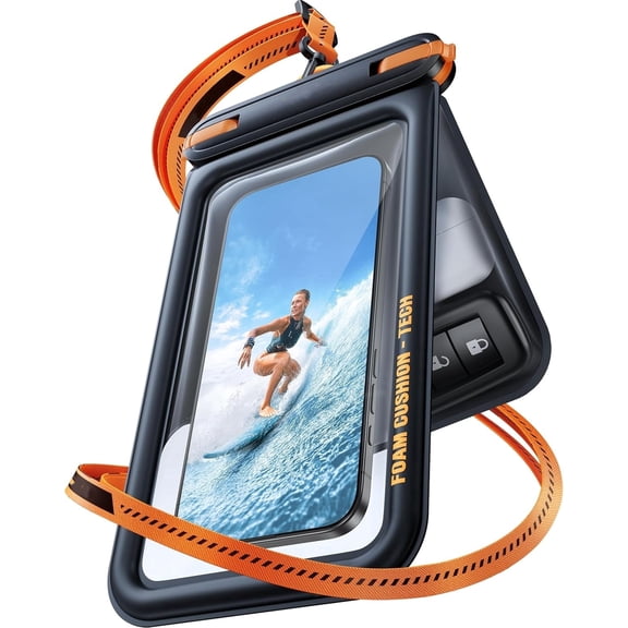 IP68 Waterproof Phone Pouch Double Space, Floating Waterproof Phone Case with Lanyard for iPhone 17 Pro Max 16 15 14 S25 S24, Phone Dry Bag Vacation Cruise Ship Travel Essentials 7.0'', Black