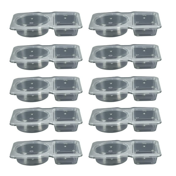Hzsb 10Pcs Condiment Containers Dual Compartment Seasoning Box with Lids 3oz Clear Plastic Portion Cups Stackable Space Saving Organizers for Snacks Salad Dressings