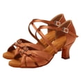 thumbnail image 5 of FRSASU Women's Latin Dance Shoes Width Adjustable Salsa Modern Pole Dance Shoes Tango Latin Shoes for Girls Ladies Brown, 5 of 7