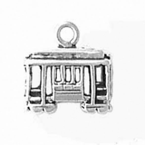Sterling Silver 16" 1mm Box Chain 3D Small Cable Car Pendant Necklace