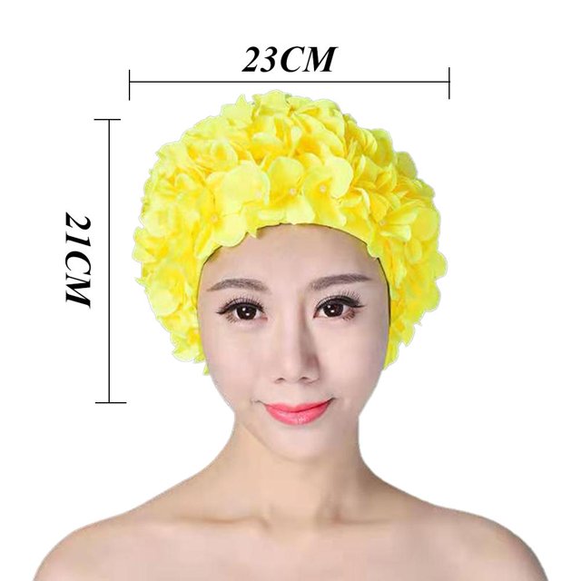 Gorro de baño con flores en 3D, gorro transpirable para deportes acuáticos, accesorios para piscina (amarillo) Sywqhk Para Estrenar
