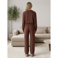 thumbnail image 3 of Conjunto Mujer 2 Piezas Tejido Acanalado Blusa Manga Larga con Cierre y Pants Rectos para Muje, 3 of 5