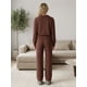 thumbnail image 3 of Conjunto Mujer 2 Piezas Tejido Acanalado Blusa Manga Larga con Cierre y Pants Rectos para Muje, 3 of 5
