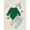 thumbnail image 5 of My First St. Patricks Day Baby Boy Girl Outfits Letter Print Long Sleeve Romper Long Pants Beanie Hat 3Pcs Cute Clothes Set, 5 of 8