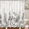 thumbnail image 6 of Black and Grey Shower Curtain Grey and White Shower Curtain, Rustic Watercolor Floral Bathroom Curtain with 12 Hooks, Waterproof Black and White Floral Shower Curtains for Bathroom, 6 of 6