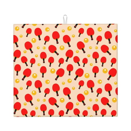 

Lukts Table Tennis Rackets 1 Print Ultra Water Dish Drying Mat Slip Resistant Pad for Sink Dishes or Under Rack Kitchen Counter Accessories