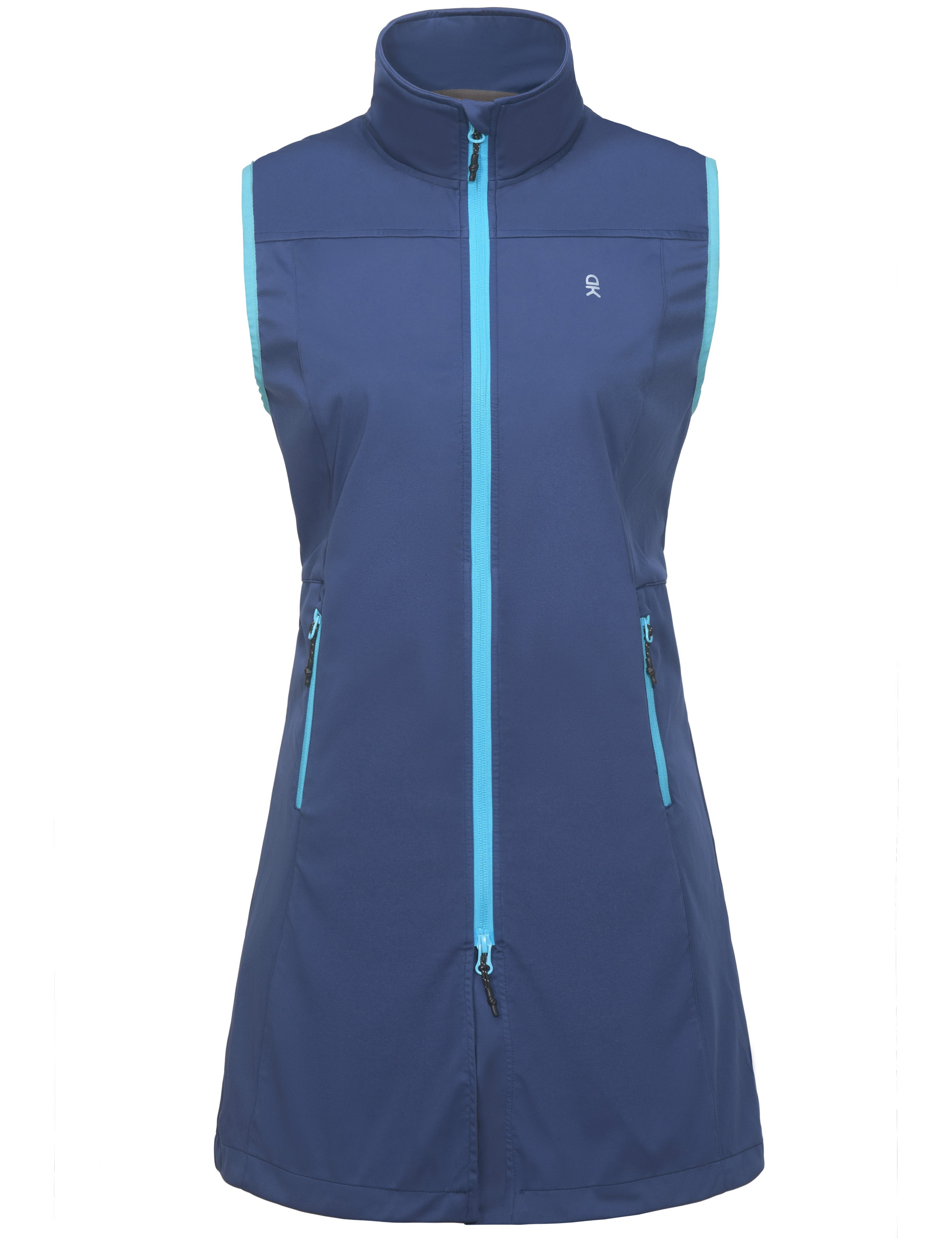 Little Donkey Andy Women's Lightweight Softshell Long Vest, Windproof Sleeveless Jacket for Golf Running Hiking Travel Blue XL