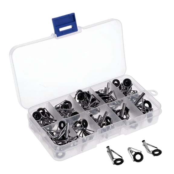 BESTSKY 80Pcs Fishing Rod Guide Repair Tip Replacement Eyes Eyelets - Stainless Steel Frame & Smooth Ceramic - 10 Sizes