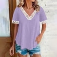thumbnail image 1 of LVHAOGJOB V Neck Tees for Women Solid Color Shirts Summer Ladies Tops Daily, 1 of 6