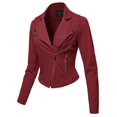 thumbnail image 1 of FashionOutfit Women's Solid Asymmetrical Zipper Closure Long Sleeve Thin Biker Style Jacket, 1 of 1