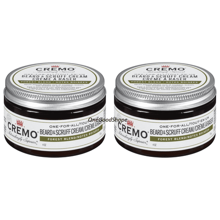 2 Pack NEW- Cremo Beard & Scruff Cream, Cedar Forest, 4 oz - Soothe Beard Itch, Condition and Offer Light-Hold Styling for Stubble and Scruff (Product Packaging May Vary)