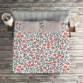 thumbnail image 2 of Ambesonne Vintage Quilted Coverlet 3 Pcs, Retro Bohemian Floral, King Size, Red Blue White, 2 of 2