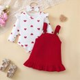 thumbnail image 2 of NOLDARES Newborn Baby Girl Clothes Toddler Long Sleeve Ruffle Romper Top Infant Skirt Set Little Girl Overall Dress(Red,3-6 M), 2 of 5