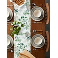 thumbnail image 3 of Table Runner 90 Inches Long for Kitchen Dining, Eucalyptus Leaves Dresser Scarf Farmhouse, Dining Table Decorations for Wedding/Parties, Spring Botanical Pastoral Green 13 x 90 In, 3 of 9