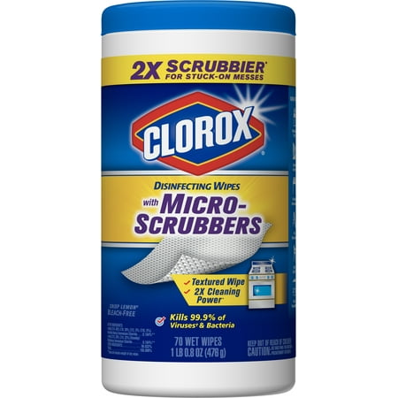 Clorox Disinfecting Wipes with Micro-Scrubbers, Bleach Free Cleaning Wipes - Crisp Lemon, 70 (Best Way To Disinfect Shoes)