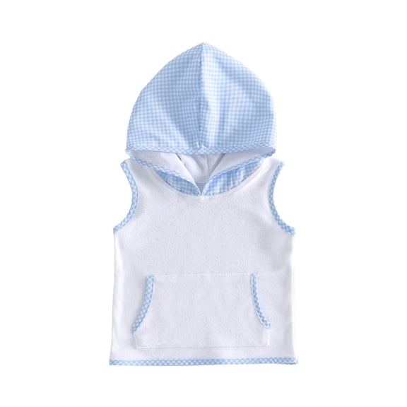 BemeyourBBs Kids Toddler Baby Girl Boy Terry Swim Cover Up Summer Beach Towel Swimsuit Coverups Plaid Hooded Poncho Sleeveless Bathrobe Swimming Pool Bathing Suit Cover Up