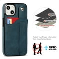 thumbnail image 7 of for iPhone 15 Case Wallet with Card Holder, Classic PU Leather Kickstand with Hand Strap RFID Blocking Drop Protective Slim Phone Case Cover for Apple iPhone 15, Blue, 7 of 7