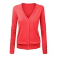 thumbnail image 2 of V-Neck Cropped Cardigan, Plus-Size Short Sweater, Relaxed Knit Top Watermelon Red L , Coat, 2 of 4
