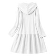 thumbnail image 4 of Women Hooded Drawstring Ruffle Hem Sweatshirt Mini Dress, Long Sleeve Loose A-Line Pullover Casual Dress For Summer Fall M, 4 of 7