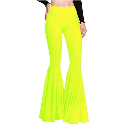 

Women s High Waisted Stretchy Wide Leg Flare Ruffle Pants Sexy Leggings Bell Bottom Lounge Pants Trousers