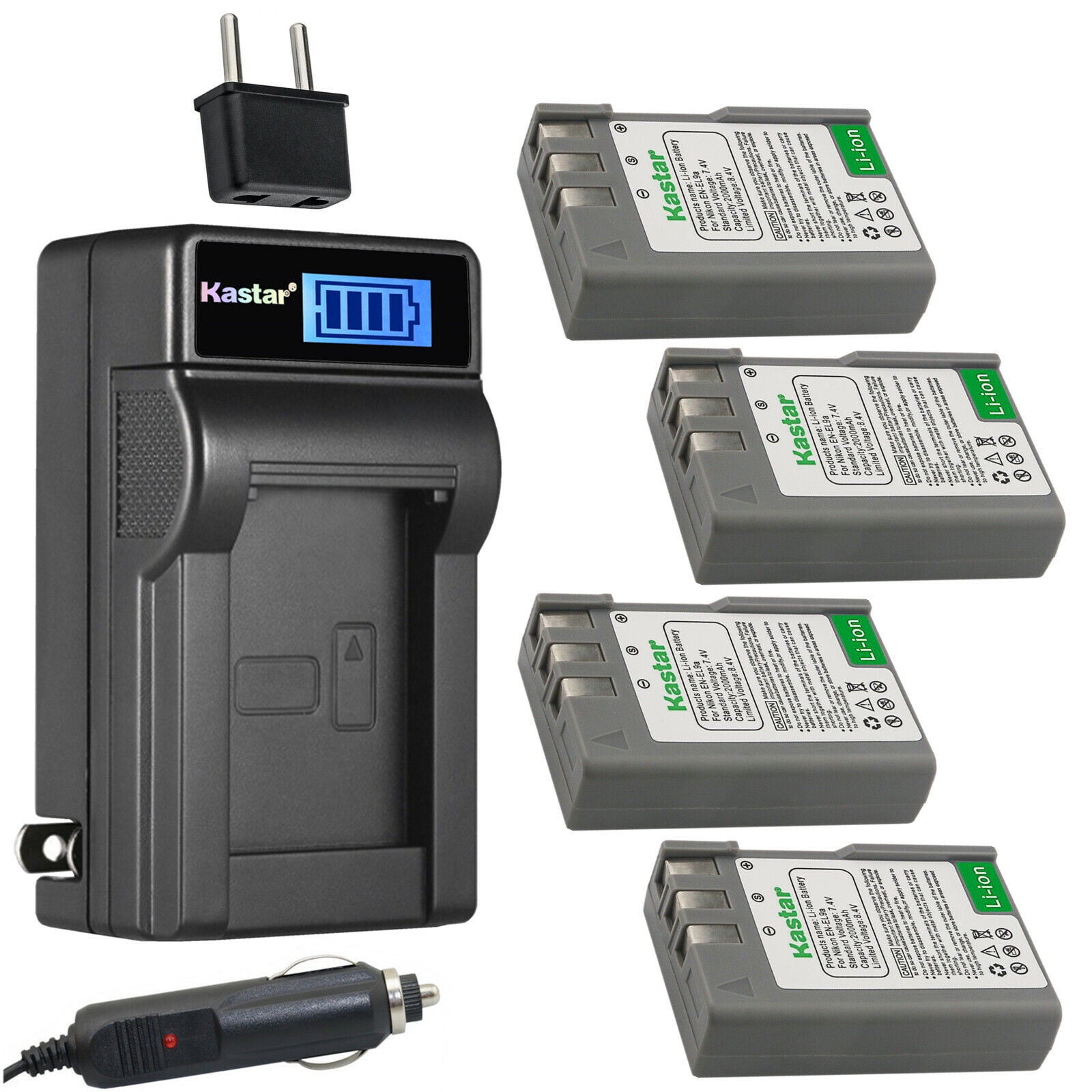 Kastar 4Pack ENEL9a Battery and LCD AC Charger Compatible with Nikon
