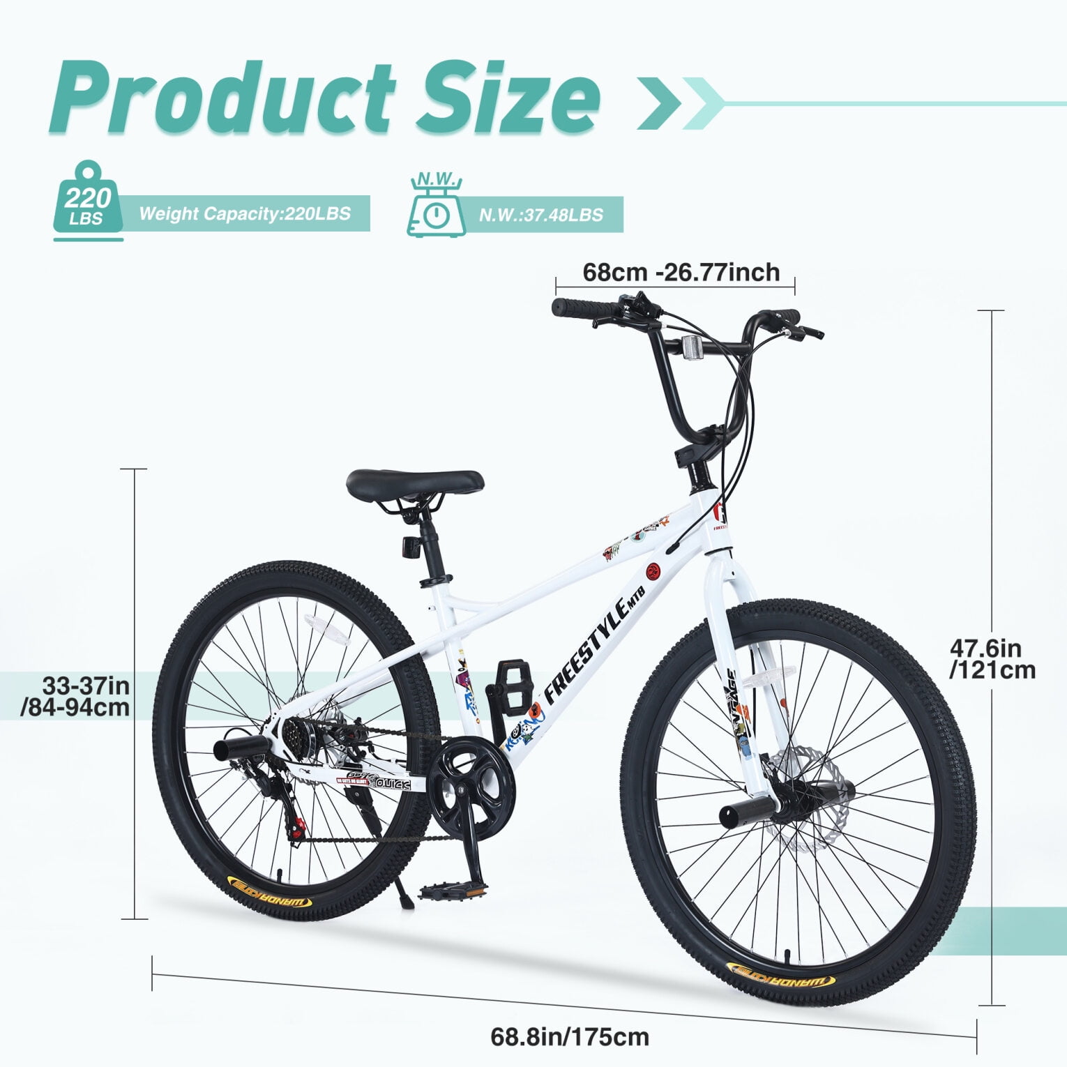 26 inch Kids BMX Bike Mountain Bicycle with Double Disc Brakes 7 Speeds Blue for Boys Girls Age 12 Walmart