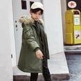 thumbnail image 2 of Mercatoo Hooded Puffer Jacket for Boys Girls 𝗙𝘂r Hood Zip Up Thicken Windproof Down Coat Winter Warm Mid Length Parka, 2 of 6