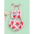 thumbnail image 3 of Lovely Baby Girl Swimwear Set, Neck Bow Knot Neck Hanger Tube Crop Tops Elastic Waist Short Pants, Kids Clothing, 3 of 9