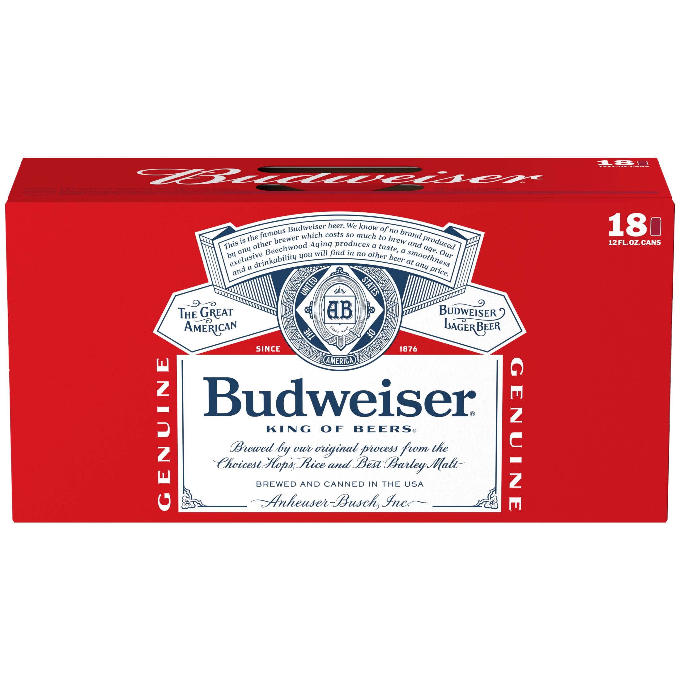 Budweiser American Lager Beer 18 pack 12 fl oz Aluminum Cans 5% ABV