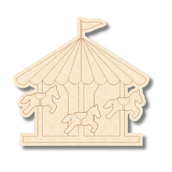 Unfinished Wood Etched Carousel Shape 4" / 1/8"