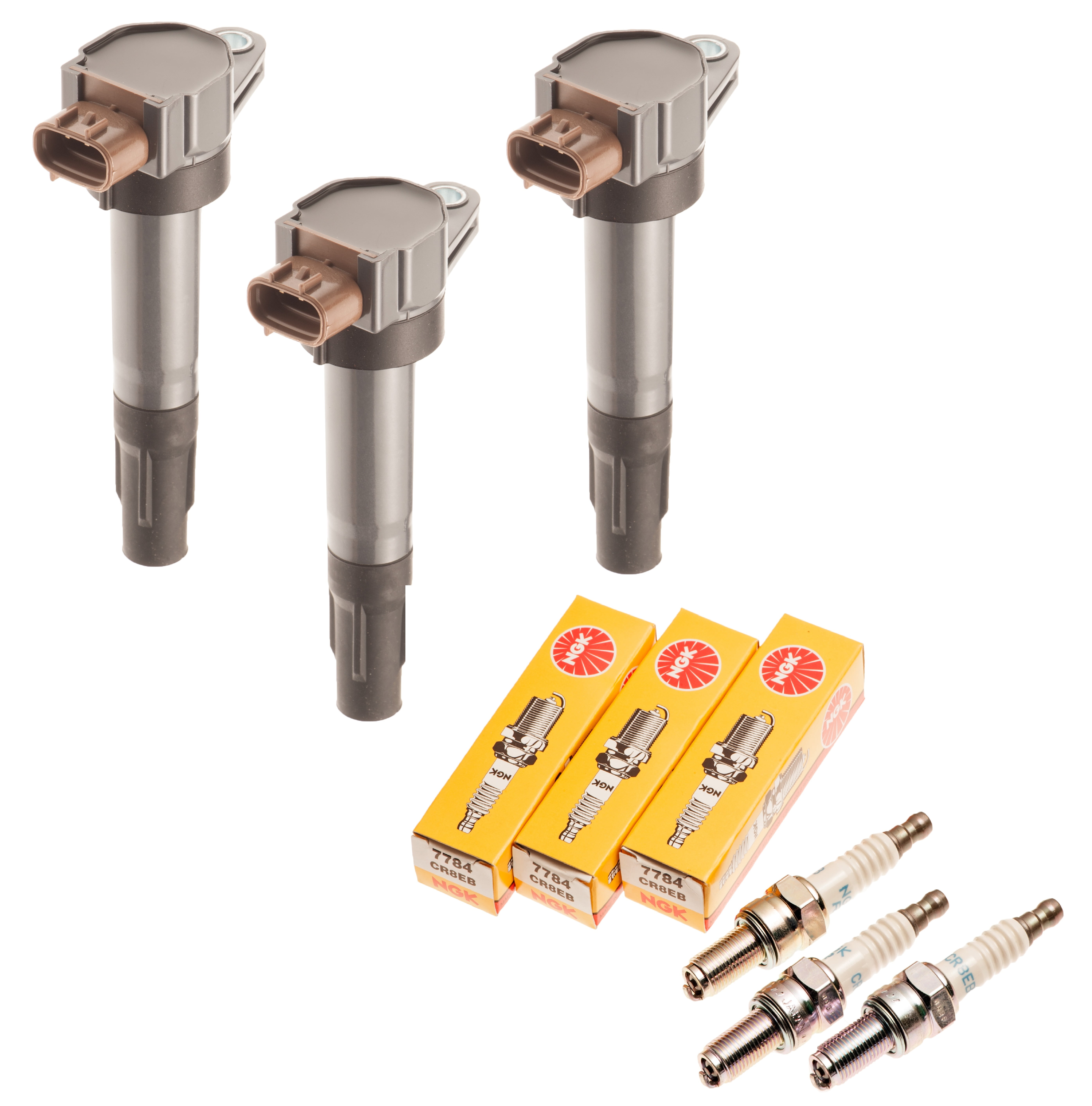 3 Pack SeaDoo Ignition Coil & NGK Plug Kit GTI GTS Spark 900 ACE