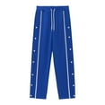 thumbnail image 5 of Men's Casual Work Pants with Snap Button Design, Adjustable Drawstring Waist & Multi-Pocket Utility for Outdoor Activities and Daily Wear (Comfortable & Functional),Royal Blue XL, 5 of 5
