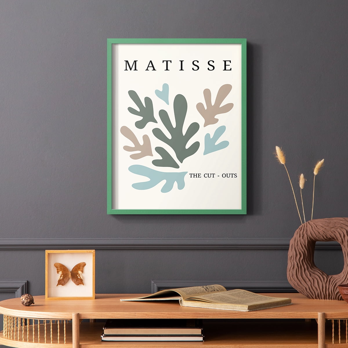 Matisse CDII in Green Solid Wood Framed Print No Nail Hanging