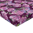 thumbnail image 4 of Ambesonne Watercolor Floral Fitted Sheet, Spring Rose Bloom, King Size, Lilac Fern Green Purple, 4 of 5