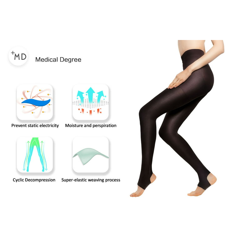 +MD 15-20mmHg Women's Stirrup Compression Pantyhose Open Toe Medical  Quality Ladies Support Tights Brown M/L